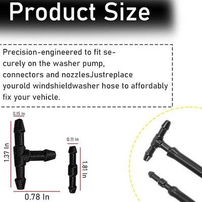 Car Windshield Washer Hose Kit, Washer Fluid Hose with Hose Connectors, Rubber Wiper Fluid Tubing Kit, Auto Replacement Accessories for Most Car Windshield Washer Tubing (6M Hose+30 Connectors)