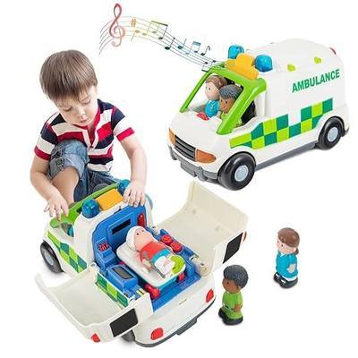 Ambulance Toy Powered Vehicle with Lights and Sounds, Rescue Role Play Set, Ambulance Set, Play and Learn Toddler Toys for 1 2 3 Year Old Boys Children Toy Truck Party Birthday Gift