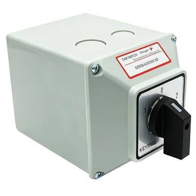 63A Rotary Changeover Selector Switch with Exterior Box, 2-Way 3NO 3NC, 660V 3 Position 3 Phase 12 Terminals Universal Selector Switch for Solar and Grid Power Switching
