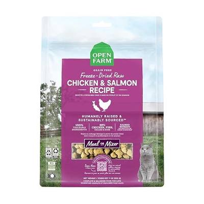 Open Farm Freeze Dried Raw Cat Food, Chicken & Salmon Recipe, 9oz Bag | Grain-Free Pellets, Complete Meal Or Topper, Minimally Processed, 100% Traceable Ingredients, Non-GMO Fruits & Veggies.