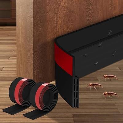 Ainiv 2 Pack Door Draft Stopper Under Door Seal, 2" W x 39" L Cutable Soundproof Door Seal, Adhesive Under Door Sweep for Exterior & Interior Doors Dust and Noise Insulation Weather Stripping-Black