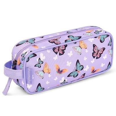 Choco Mocha Kids Pencil Case for Girls, Soft Zipper Pencil Pouch for Girls Pencil Case for School Butterfly Pencil Bag for Toddler Girl, Purple