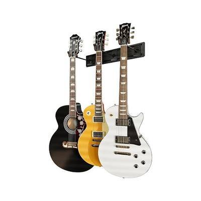 String Swing Guitar Wall Rack, Multiple Guitar Wall Mount, Guitar Organizer for Acoustic & Electric Guitars, 3 Padded Arm Hangers & Black Slatwall Rail, Wall Mount Guitar Rack - MADE IN USA