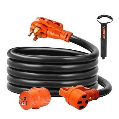 VEVOR 15 ft Extension 50 Amp, Heavy Duty STW Power Cord 14-50R Female NEMA 14-50P Male Plug, with LED Indicator Handle 15A Adapter, for RVs, trams, generators, Campers, ETL Listed, 50A