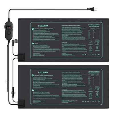 LUXBIRD 2 Pack Seedling Heat Mats with Digital Thermostat Controller, 10" x 20.75" 30W for Seed Starting, Germination, Hydroponics, Brewing, Breeding, Greenhouses (LB-HT02)