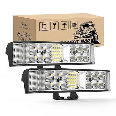 Nilight Side Shooter LED Light Bar / Pods 2PCS 6.5 Inch 60W Flood Spot Beam Combo Fog / Driving Light Work Light for Truck ATV UTV Boat, 2 Years Warranty