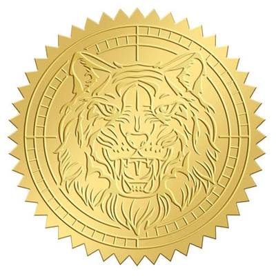 CRASPIRE 2 Inch Envelope Seals Stickers Tiger 100pcs Embossed Foil Seals Adhesive Gold Foil Seals Stickers Label for Wedding Invitations Envelopes Gift Packaging