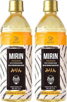 Soeos Mirin, Japanese Cooking Wine, 16.9 Fl Oz (500 mL), Pack of 2 | Mild Sweet Flavor, Perfect for Teriyaki, Glazes, Marinades, Stir-Fry, Japanese Recipes