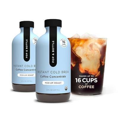 Pop & Bottle - Coffee Concentrate, Dairy Free - Classic, 8 Fl Oz (2 Pack) | Organic Cold Brew Concentrate Liquid, Instant Iced Coffee, Makes Up to 16 Cups
