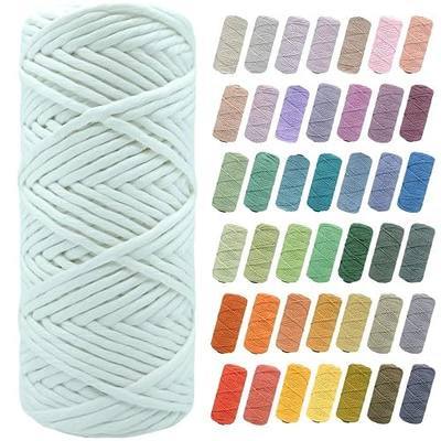 3mm Macrame String Deluxe Organic Combed Cotton 250feet / 83yards - Single Strand Natural Dyed Premium Macrame Cord (250g, Optic White)