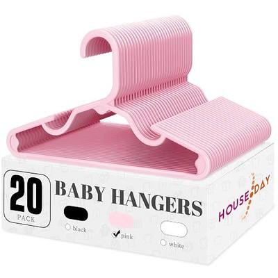 HOUSE DAY Plastic Baby Hangers for Closet 20 Pack, Durable Plastic Kids Hangers for Baby Clothes, Thin & Compact Childrens Hangers, Space Saving Pink Baby Hanger, Small Hanger for Kids Clothes