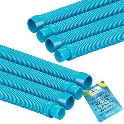 U.S. Pool Supply Pool Vacuum Hose, 8 Piece Pool Hose Set - 40" Teal Flexible Spiral Wound Connector Sections with 1.5" Male & Female Cuff Ends, Replacement Fits Most Inground Automatic Cleaner Brands