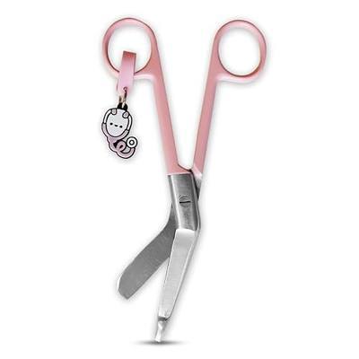 Nursing Scissors - Medical scissors- Blunt Tip Scissors - Stainless Steel - Design - Distinctive Keyring (Pink)