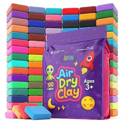 FlyFlag Air Dry Clay - 100 Colors, Ultra Light and Soft, Non-Toxic Modeling Clay for Kids with Tools and Tutorials, for Creative Play and Learning