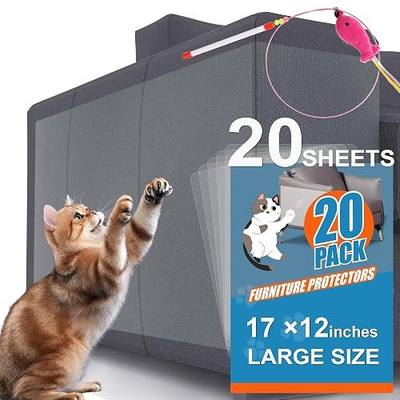 20-Pack Cat Scratch Furniture Couch Protector - Large Size 17x12inch Sofa Protectors Tape from Anti Cats Claws Scratching , Chair Corner Guards Cover for Cat Stop Scratching with 50 Twist Pins and Toy