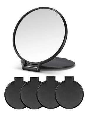 Qislee 4 Pack Compact Mirrors Bulk for Party Favors Purse Travel, Black | mini mirror bulk, folding travel mirror, for wedding favors, goodie bag fillers, bulk gifts for women, plastic and glass