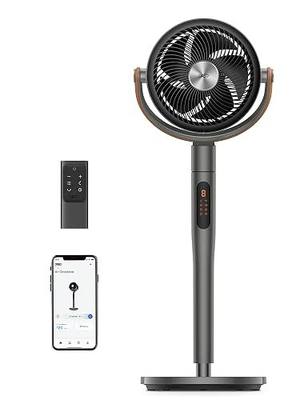 DREO Smart Fan for Bedroom, 120°+105° Omni-directional Oscillating, Quiet 20dB Fan, 100ft Air Circulator Pedestal Fan with DC Motor, 8 Speeds, 6 Modes, 37-43'' Height, Wi-Fi/Voice/Alexa, no light