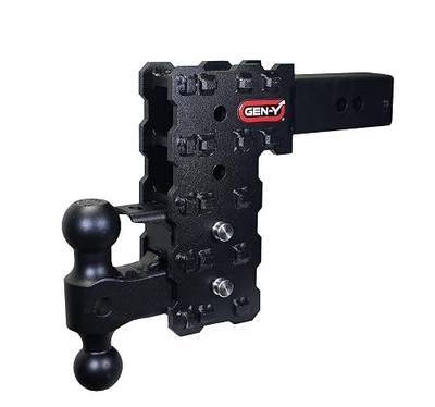GEN-Y Hitch Solid Shank Adjustable Tow Hitch with Dual-Ball Mount and Pintle Lock for 2.5" Receiver - 7.5" Drop, 16,000 LB Towing Capacity, 1,600 LB Tongue Weight, Black