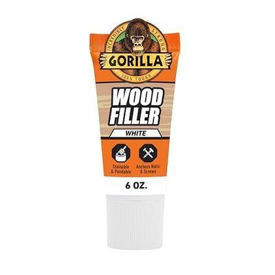 Gorilla All Purpose Wood Filler, White, Wood Filler, 6 Ounce Tube (Pack of 1) - Water Resistant for Indoor or Outdoor Projects and Repairs