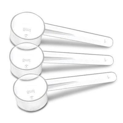 3 Pack Teaspoon Measuring Spoons, 1 Tsp (5 mL) Plastic Creatine Scoops | Clear short-handle 1 tsp scoops for creatine, coffee, spices, grains, powders, baking ingredients, supplements and dry goods.