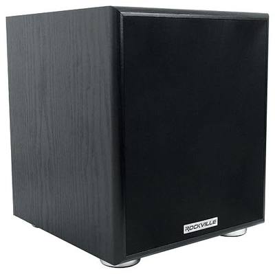 Rockville Rock Shaker 6.5 Black 200W Peak/100W RMS Powered Home Theater Subwoofer, Class-D, Adjustable Crossover, 20Hz-200Hz, Compact Design, for Movies and Music | 200W Peak, 100W RMS, Class D Amplifier, MDF Enclosure, RCA and High level inputs, RCA Output, Detachable Grill