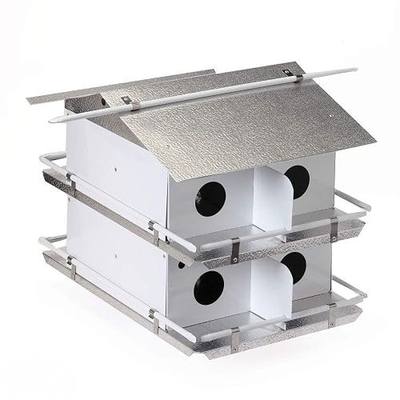 Birds Choice Coates Original Purple Martin House | 2 Floor/8 Room Aluminum Bird House for Backyard Colonies | Round Entrances, Ventilated Roof, Guard Rails | White/Grey, Assembly Required