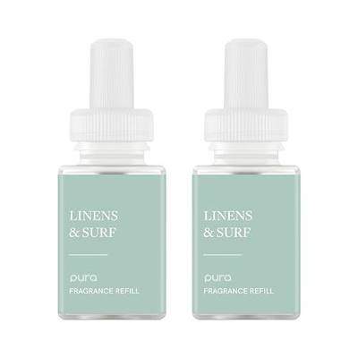 Pura Smart Home Scent Refill - Long-Lasting Premium Fragrance per Refill - Clean Diffuser Fragrance for Home, Office & Apartment - 2 Pack, Linens & Surf