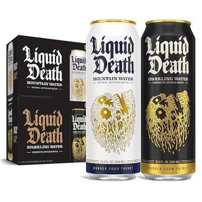 Liquid Death Still & Sparkling Mixed Pack, 19.2 oz King Size Cans (16-Pack)