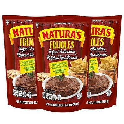 NATURA'S Refried Red Beans, Ready-to-Eat Vegetarian Refried Beans, Frijoles Rojos 13.40 oz Pouch (Pack of 3)