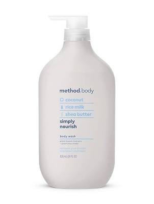 method Body Wash, Simply Nourish - Leaves Skin Feeling Soft & Moisturized, Made Without Parabens, Notes of Coconut, Rice Milk & Shea Butter, 28 Fl Oz
