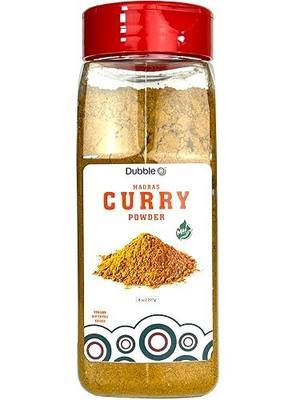 Madras Curry Powder - 8 oz. - Non GMO, Kosher, Halal, and Gluten Free - Premium Quality Madras Curry (Mild Hot) - Dubble O Brand