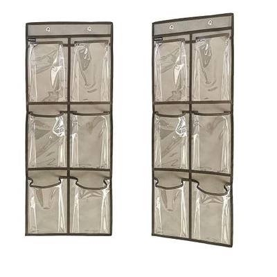 2 Packs Over The Door Hanging Closet Shoes Holder Organizer Shoe Storage Shoe Rack with 6 Pockets (Clear PVC Pockets)