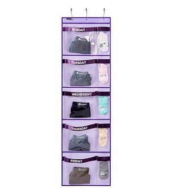 Weekly Kids Clothes Organizer Day of Week School Clothing Storage Monday to Friday Hanging Closet Organizer (Purple)
