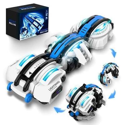 BAZADER 360° Roll RC Car with LED Lights : 2 Batteries for 60+ Min Playtime