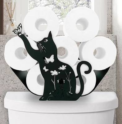 Cat Toilet Paper Holders,Metal FreeStanding Storage Tissue Paper Holders | Funny Animals Paper Holders for Indoor Bathrooms Kitchen,Toilet Rolls Tissue Storage Fit 8 Rolls,Practical and Convenient