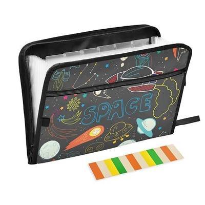 13 Pockets Expanding File Folder Universe Kids Planets with Sticky Labels Accordion File Folder Document Organizer Letter Size A4 Papers Expandable File Keeper
