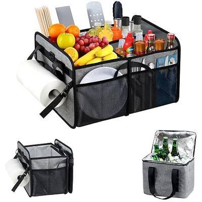 WOMACO Griddle Caddy, Large BBQ Grill Caddy with Paper Towel Holder, Picnic Camping Organizer Caddy for Utensil, Plate, Condiment (Gray)
