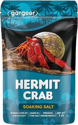 Gargeer 3oz Hermit Crab Soaking Salt, Calcium & Trace Minerals, Made in USA | Natural ocean-like bath! Pure sea salt, calcium & trace minerals for hydration, stress relief & molting