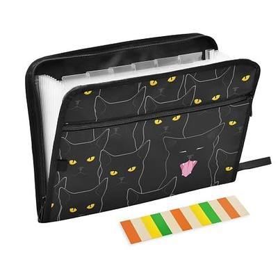 13 Pockets Expanding File Folder Black Cats with Sticky Labels Accordion File Folder Document Organizer Letter Size A4 Papers Expandable File Keeper