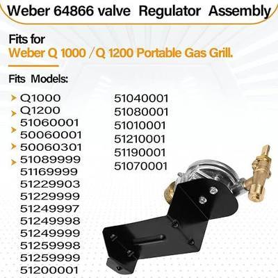Weber Grill Valve and Regulator 64866 Fit for Weber Q1000 Q1200 Parts | 64866 Contorl Valve Regulator Assembly for 50060001 50060301 51010001 51040001 51060001 51080001 51190001