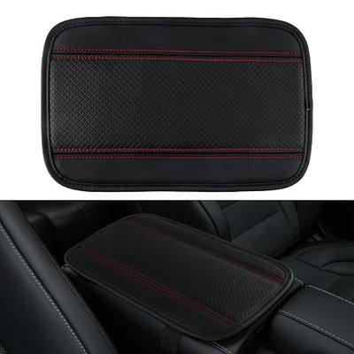 Amiss Car Center Console Pad, Universal Waterproof Car Armrest Seat Box Cover, PU Leather Auto Armrest Cover Protector,Vehicle Interior Accessories fits SUV/Truck/Car (Black-Red)