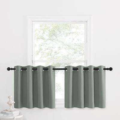 NICETOWN Greyish Green Kitchen Christmas Tiers Valances for Window, 1 Pair | Farmhouse Rustic Room Darkening Small Curtains for Living Room Grommet Soft Short Curtains for Bedroom Decor, 52" x 24"