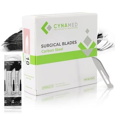 Cynamed Box of 100 Scalpel Sterile Blades Carbon Steel Individually Foil Wrapped