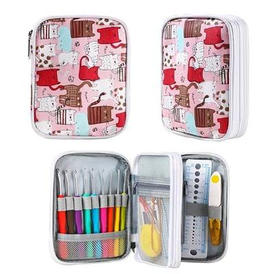 Knitting Case, Portable Crochet Case, Travel Organizer Storage Bag for Knitting Needles and Accessories