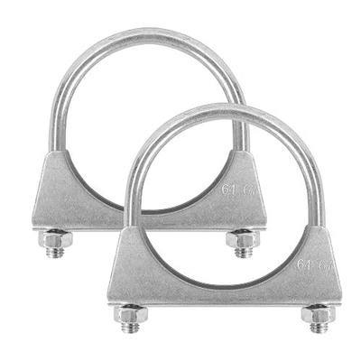 2.5" U-Bolt Exhaust Pipe Clamp Mild Steel Muffler Exhaust Clamp 2PCS | Anti-Rust Coat, Saddle Style