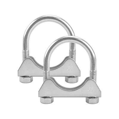 1.25" U-Bolt Exhaust Pipe Clamp Mild Steel Muffler Exhaust Clamp 2PC | Anti-Rust Coat, Saddle Style