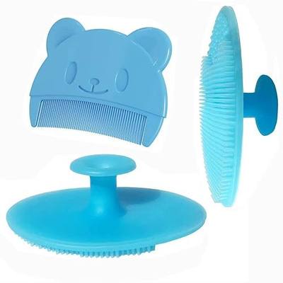 Baby Bath Brush, Baby Cradle Cap Brush, Silicone Massage Brush, Baby Comb, Children's Comb(3pcs) (Blue)
