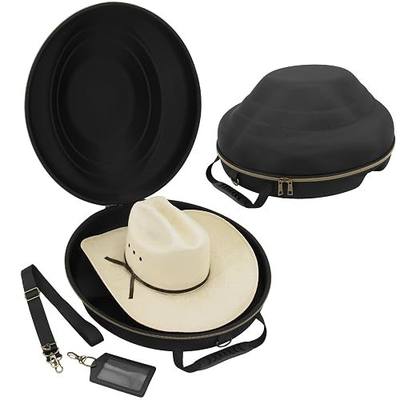 CASEMATIX Cowboy Hat Box and Portable Storage for Brims Up To 4.75'' - Hard Shell Case with Adjustable Carry Strap, Luggage ID Slot Foam Insert Dipping Brim Hats, Black, 18'' x 16'' x 8.3''