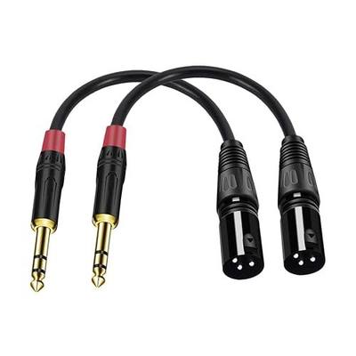 (2PACK/6inch) XLR to 1/4 TRS Stereo Adapter,XLR Male to 1/4 Inch (6.35mm) Balanced Microphone Stereo Audio Converter AdapterCable,3 Pin XLR to Quarter inch TRS Plug Mic Cord for Dynamic Microphone
