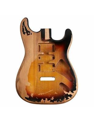 Relic Guitar Body Strat Style Nitro Alder Wood DIY Guitar Body | H-S-H Route, for Electric Guitar, 3 Tone Sunburst